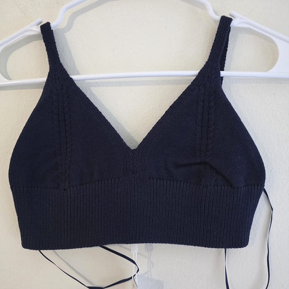 525 America Cable Knit Bralette In Indigo